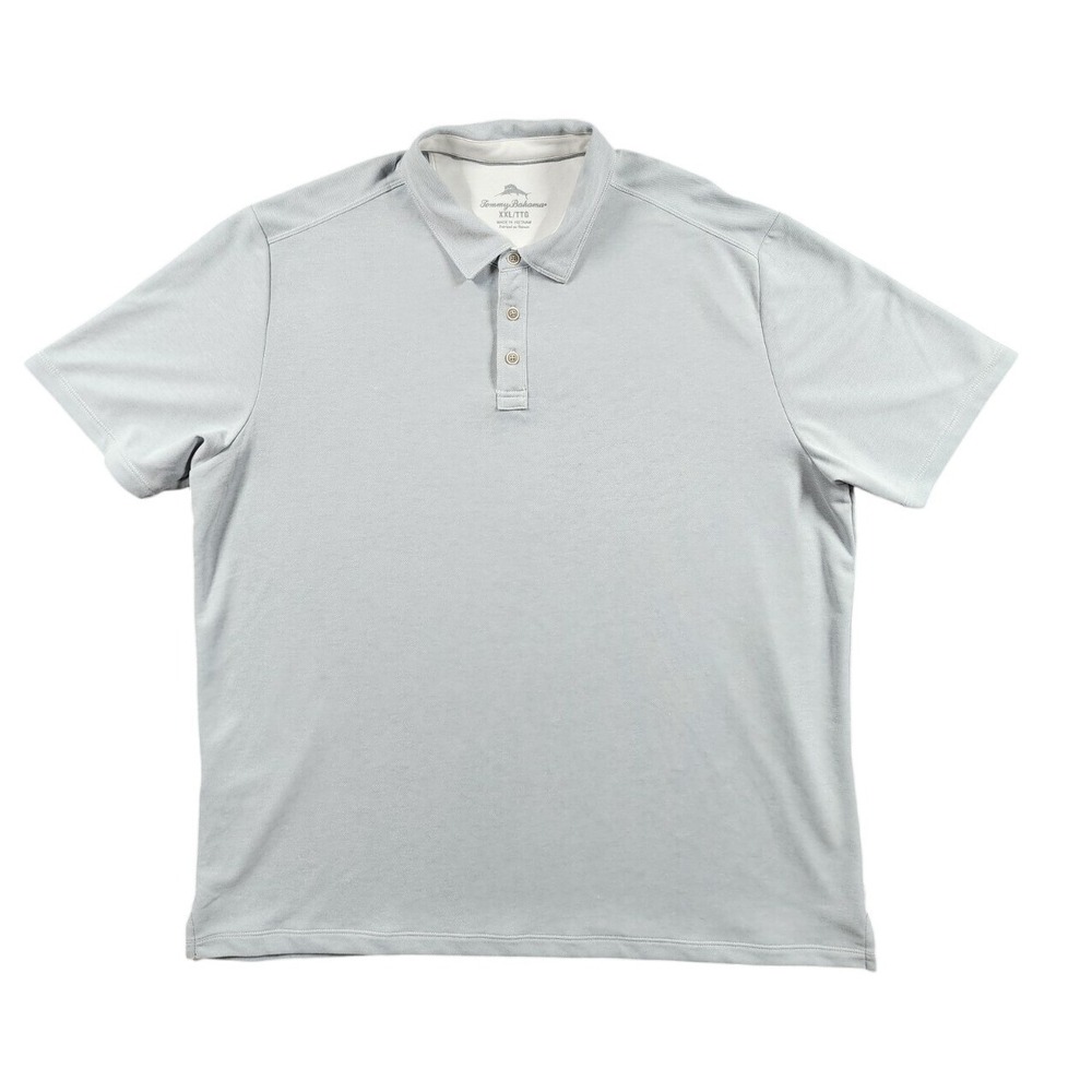 Tommy Bahama Polo Golf Shirt Short Sleeve Tencel Lyocell Blend Mens XXL Grey